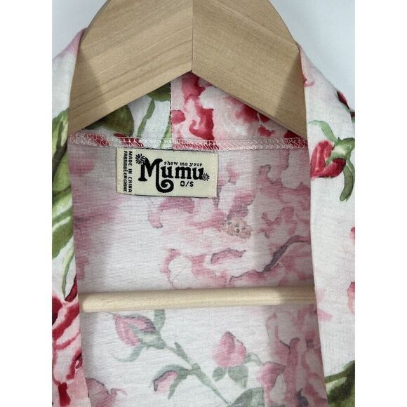 Show Me Your MuMu White Pink Floral Cover Up Open Cardigan - One Size - Picture 2 of 4